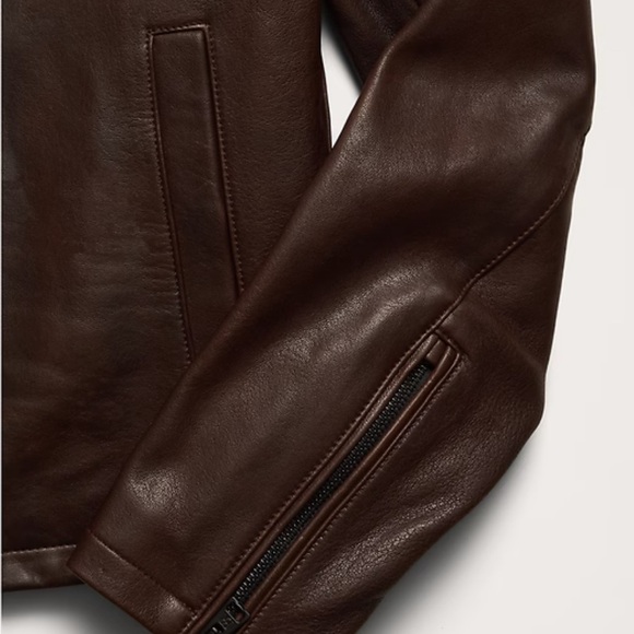 NWT Banana Republic Moto Espresso LEATHER BIKER JACKET - Picture 9 of 9